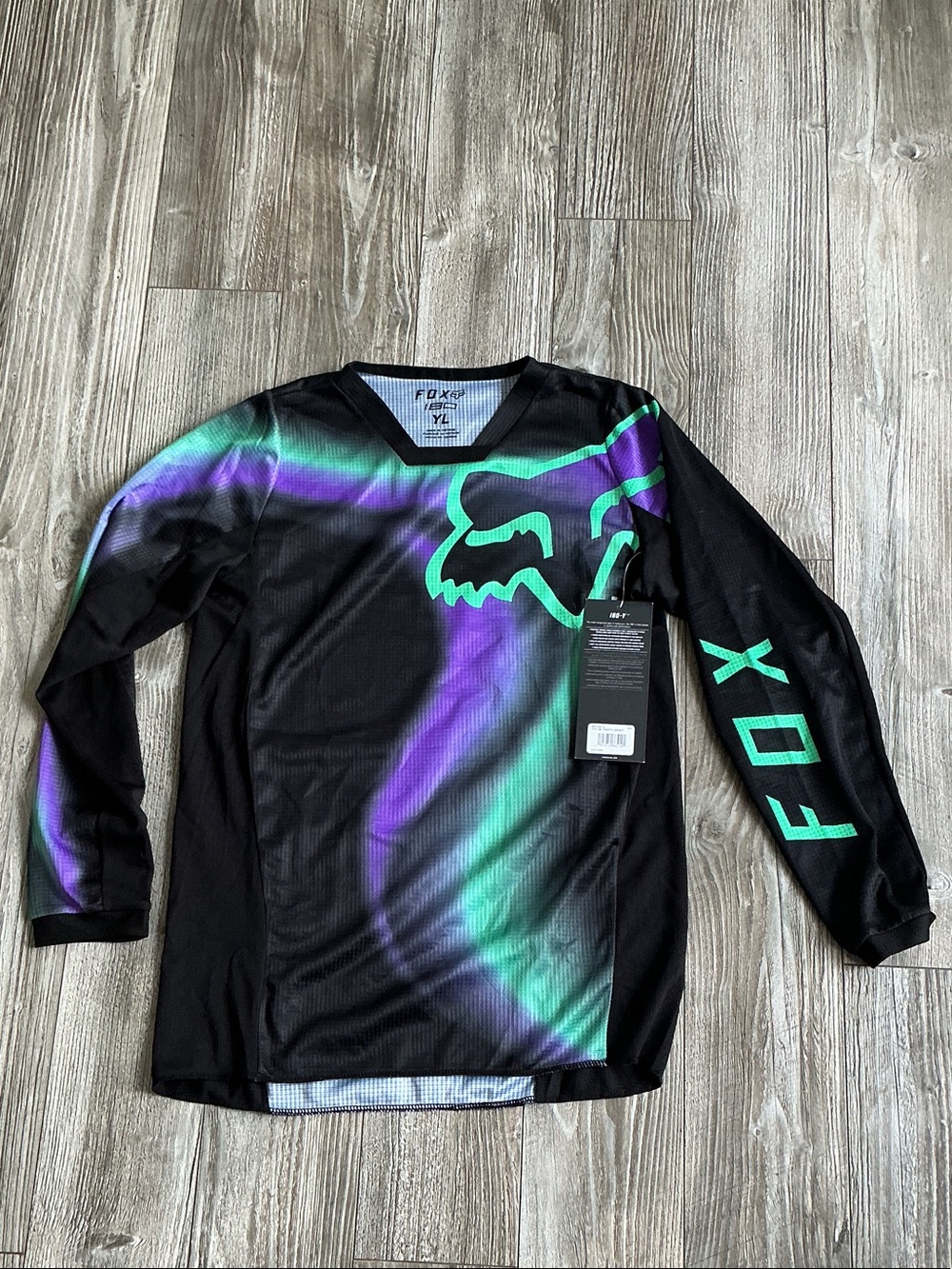 Fox Black Jersey with Purple & Teal Graphics